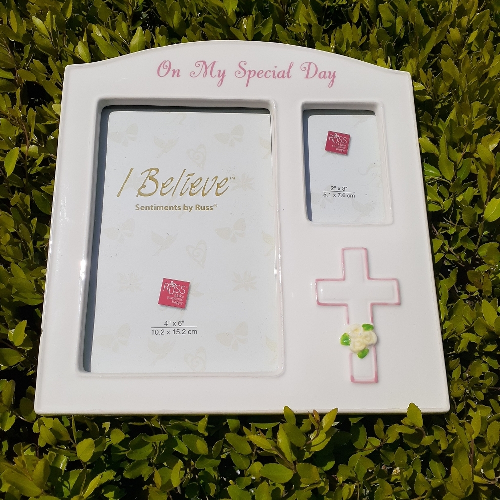 Christening 1st Communion baby girl ceramic frame